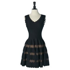 Black sleeveless jacquard dress with sheer lining ALAIA