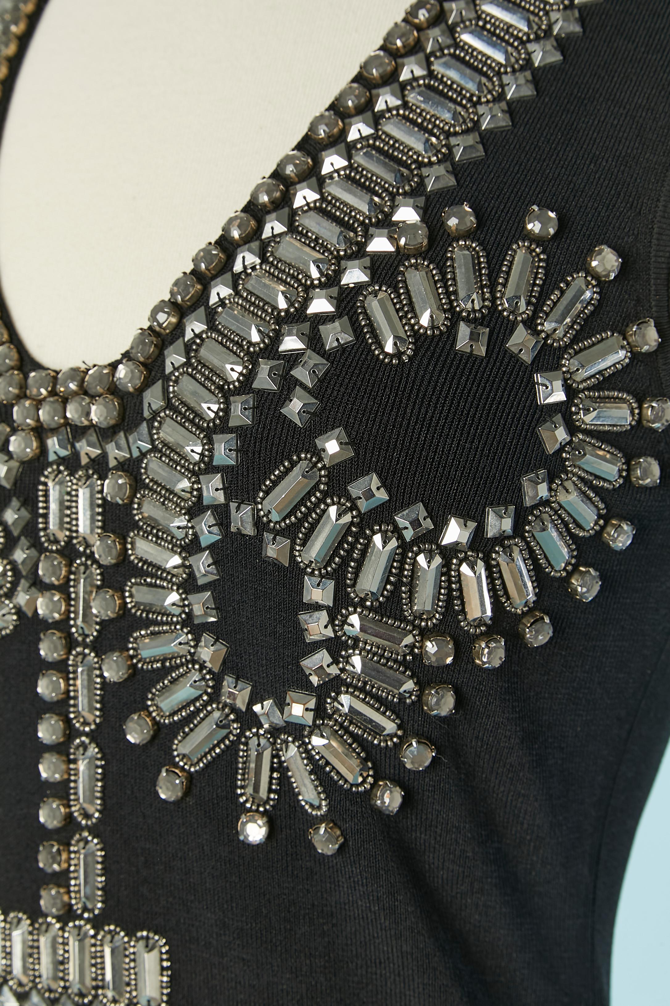 Vestido de cóctel negro de punto sin mangas con adornos GIVENCHY en Excelente estado para la venta en Saint-Ouen-Sur-Seine, FR