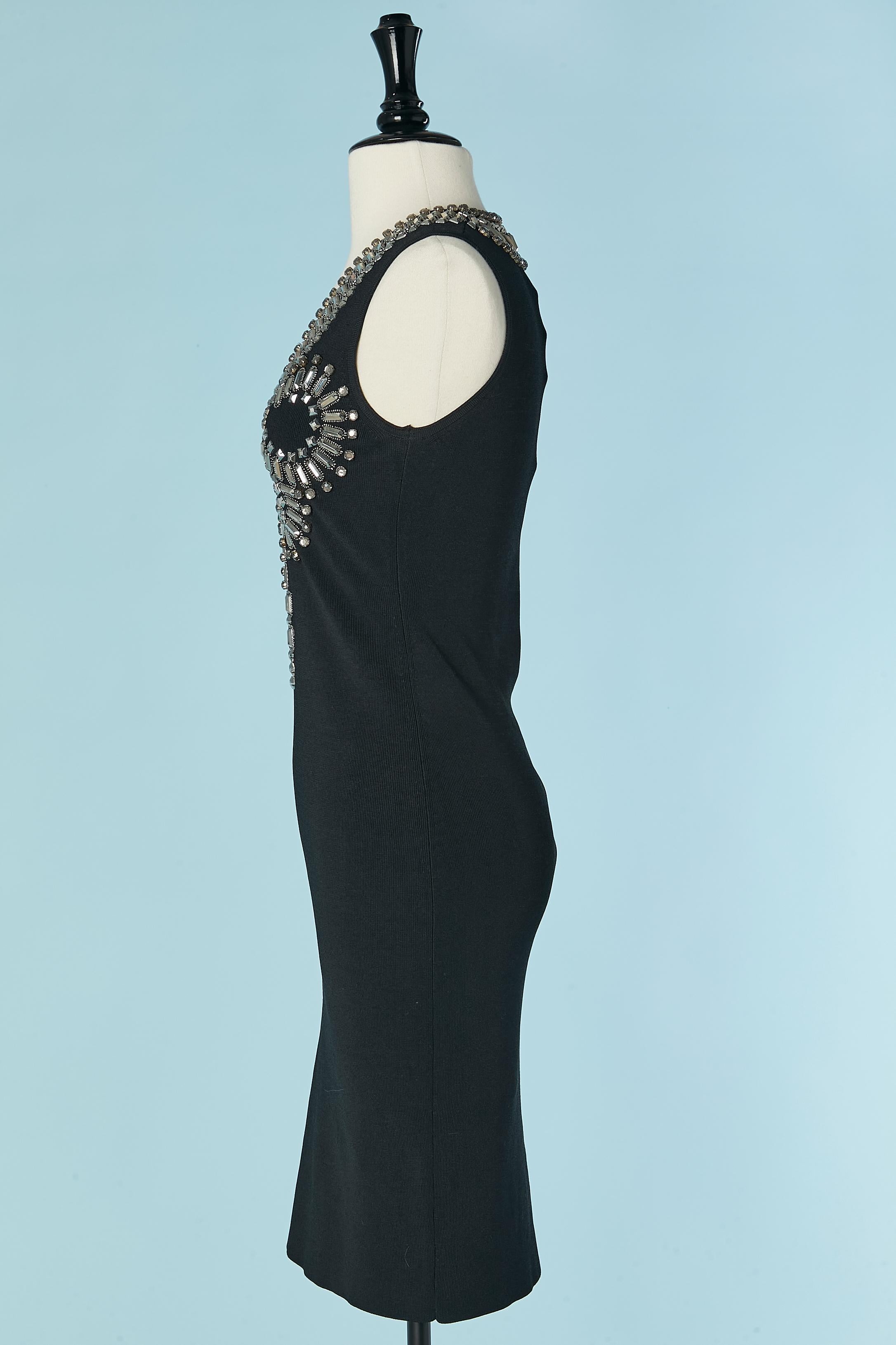 Vestido de cóctel negro de punto sin mangas con adornos GIVENCHY en venta 1