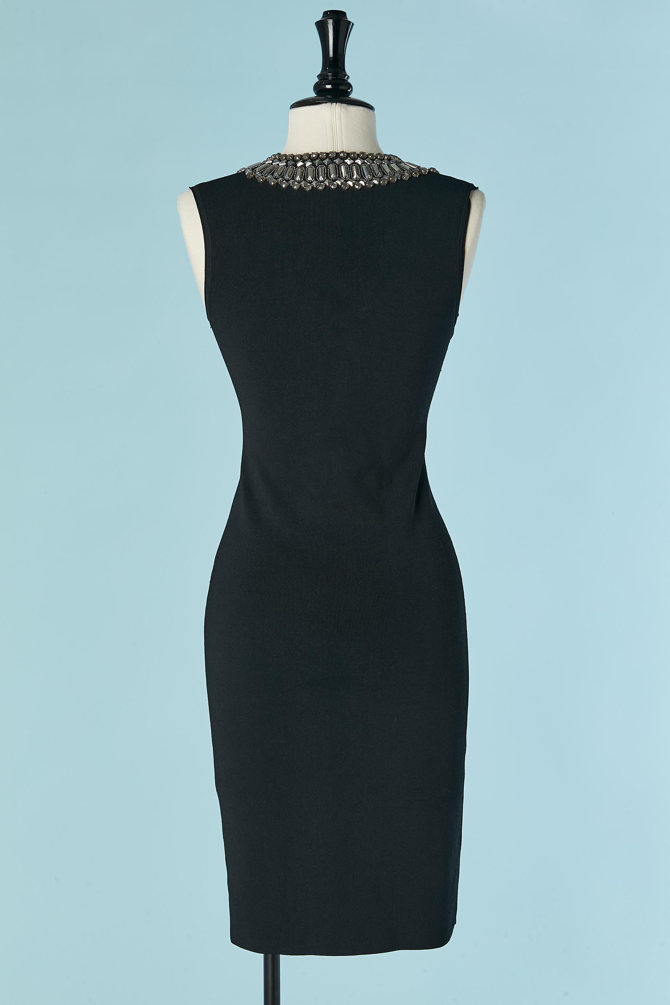 Vestido de cóctel negro de punto sin mangas con adornos GIVENCHY en venta 2