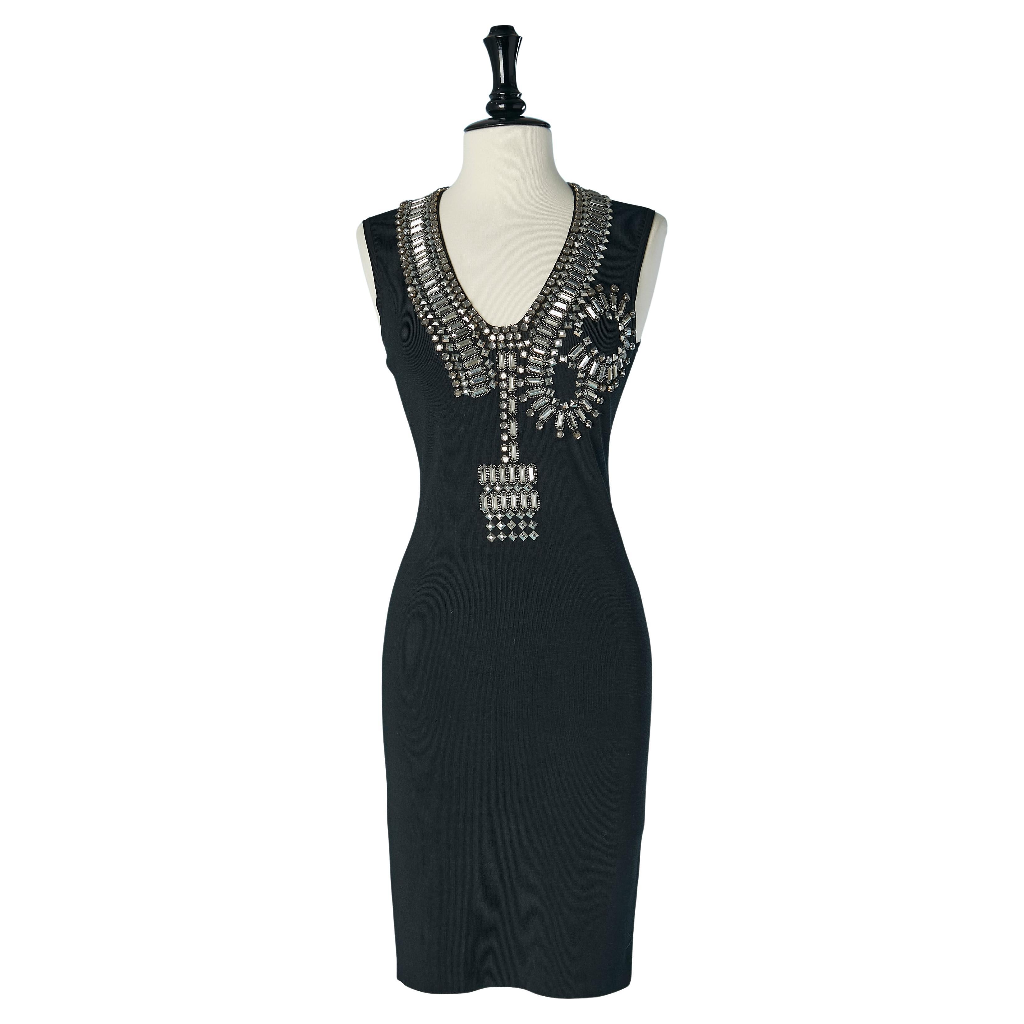 Vestido de cóctel negro de punto sin mangas con adornos GIVENCHY en venta