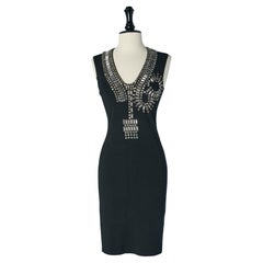 Black sleeveless jersey cocktail dress with embellishment GIVENCHY