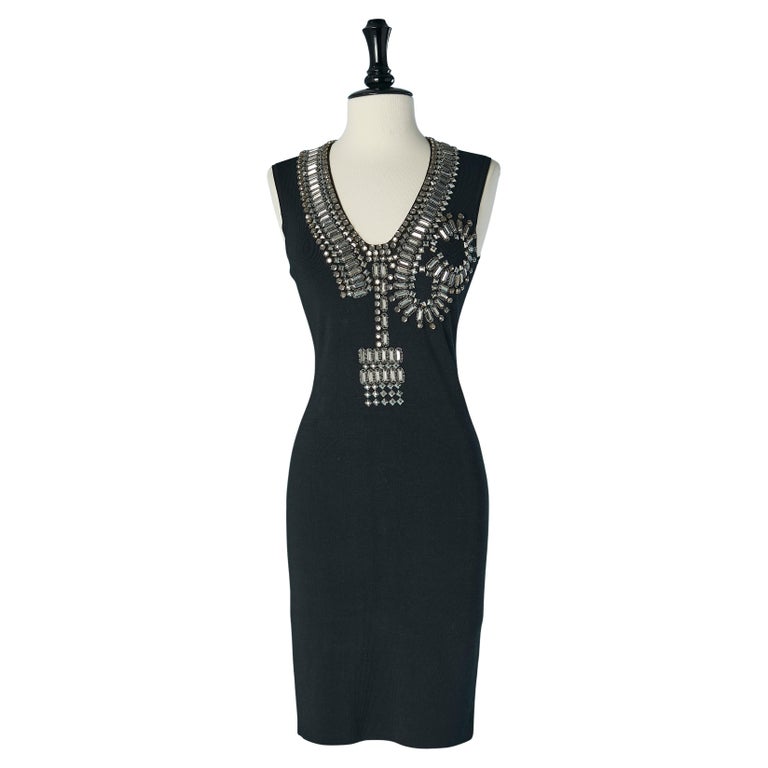 Black sleeveless jersey cocktail dress with embellishment GIVENCHY For Sale  at 1stDibs
