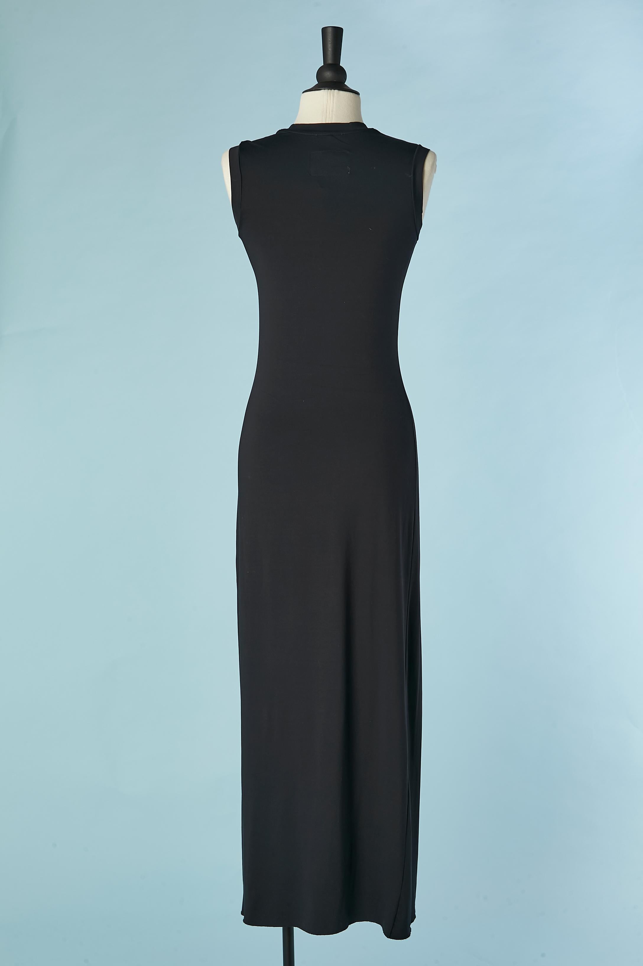 Schwarzes ärmelloses Lycra-Kleid aus Jersey mit „graffitis“-Druck auf JPG Jeans  Damen im Angebot