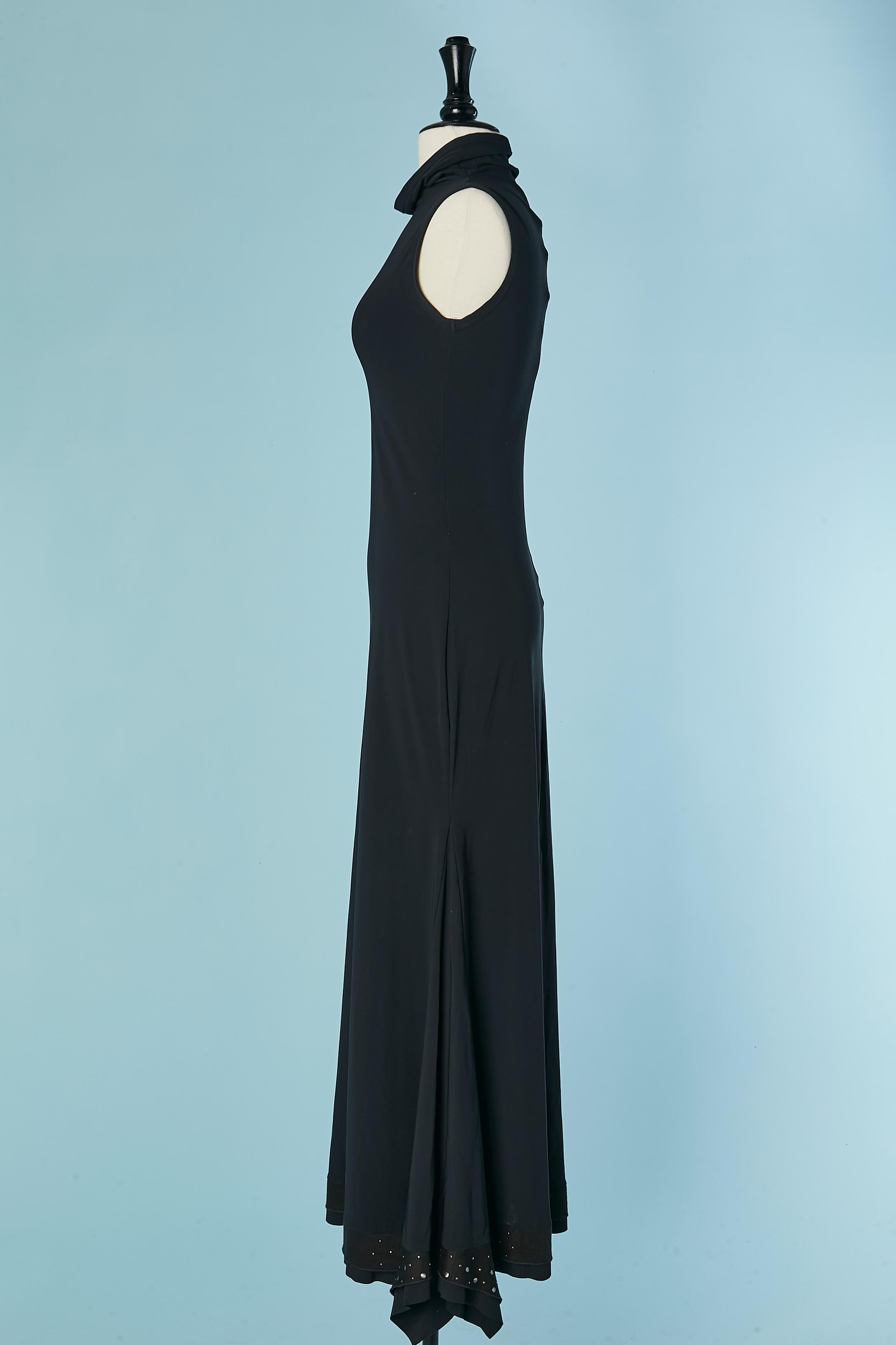 De las mujeres Vestido largo negro sin mangas con tachuelas plateadas Marithé & François GIRBAUD en venta
