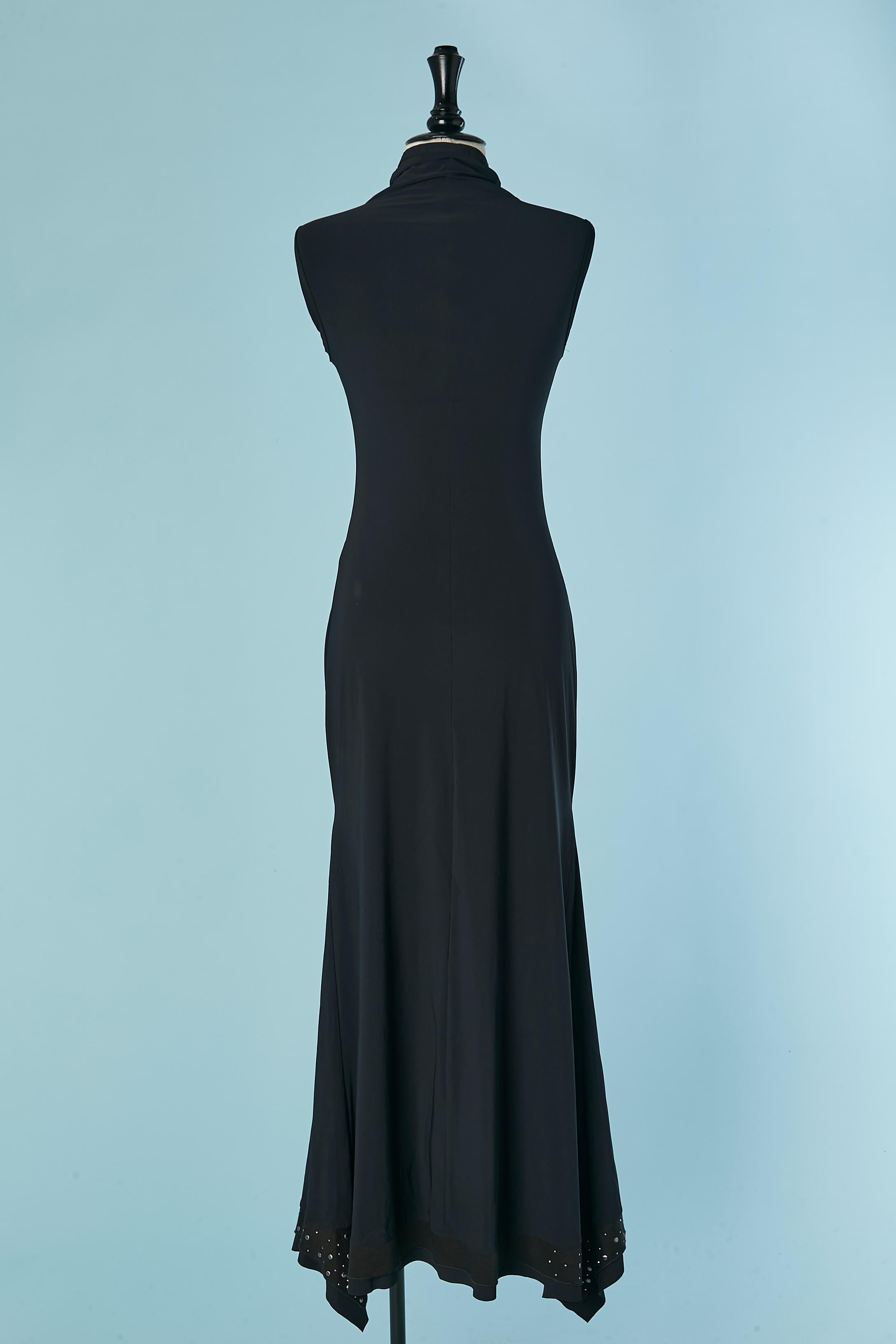 Vestido largo negro sin mangas con tachuelas plateadas Marithé & François GIRBAUD en venta 1