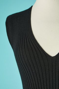 Black sleeveless see-through knit dress Jean-Paul Gaultier Maille