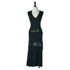 Black sleeveless see-through knit dress Jean-Paul Gaultier Maille