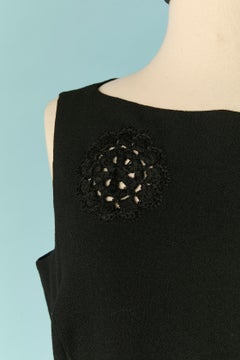 Black sleeveless wool dress with crochet inset JOHN GALLIANO