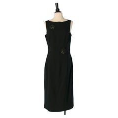 Black sleeveless wool dress with crochet inset JOHN GALLIANO