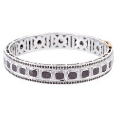 Black Sliced Diamond Bangle Made In 18k Gold