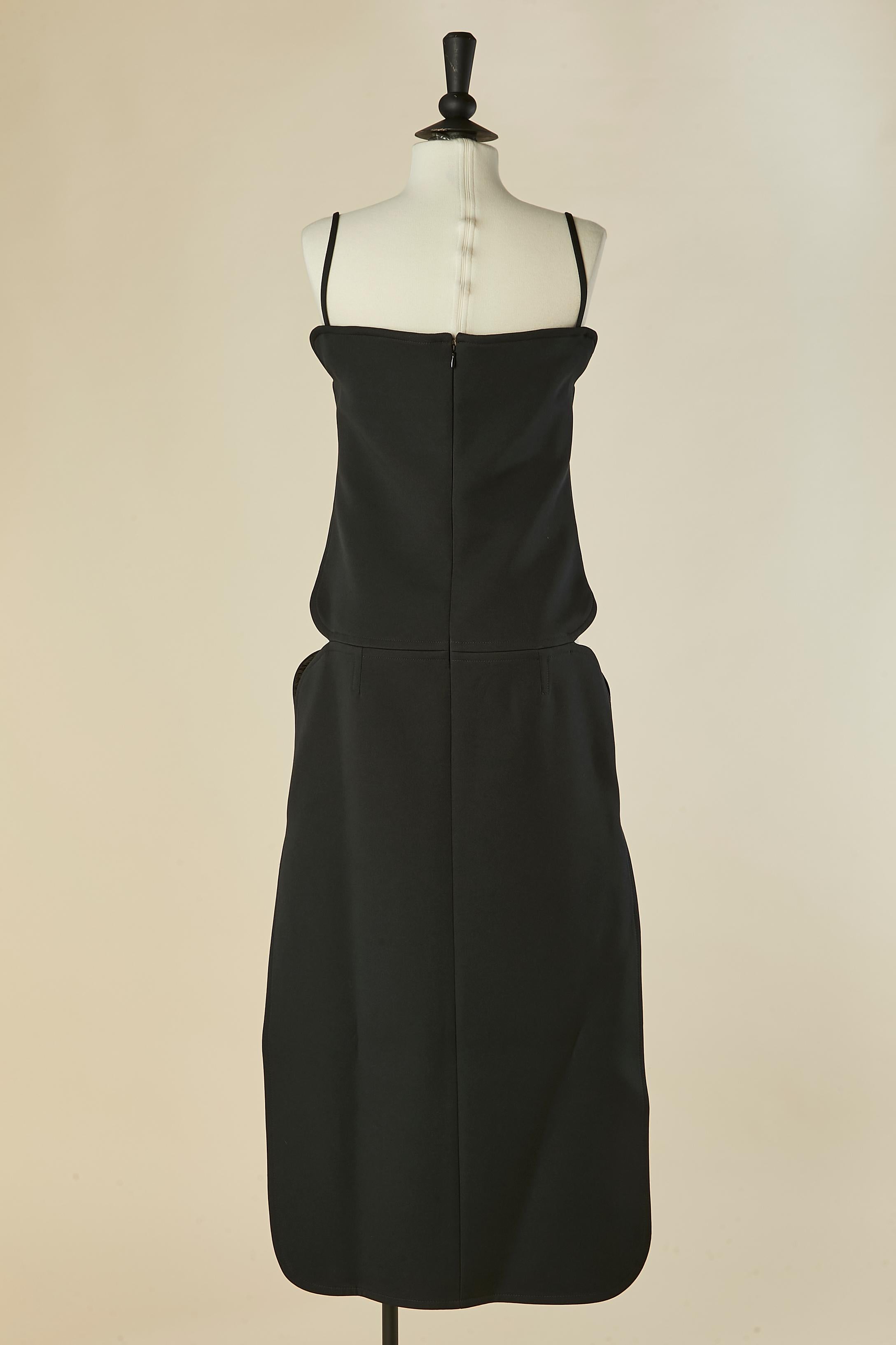 Schwarzes Unterkleid mit seitlichem Ausschnitt an der Hüfte COURREGES im Angebot 2