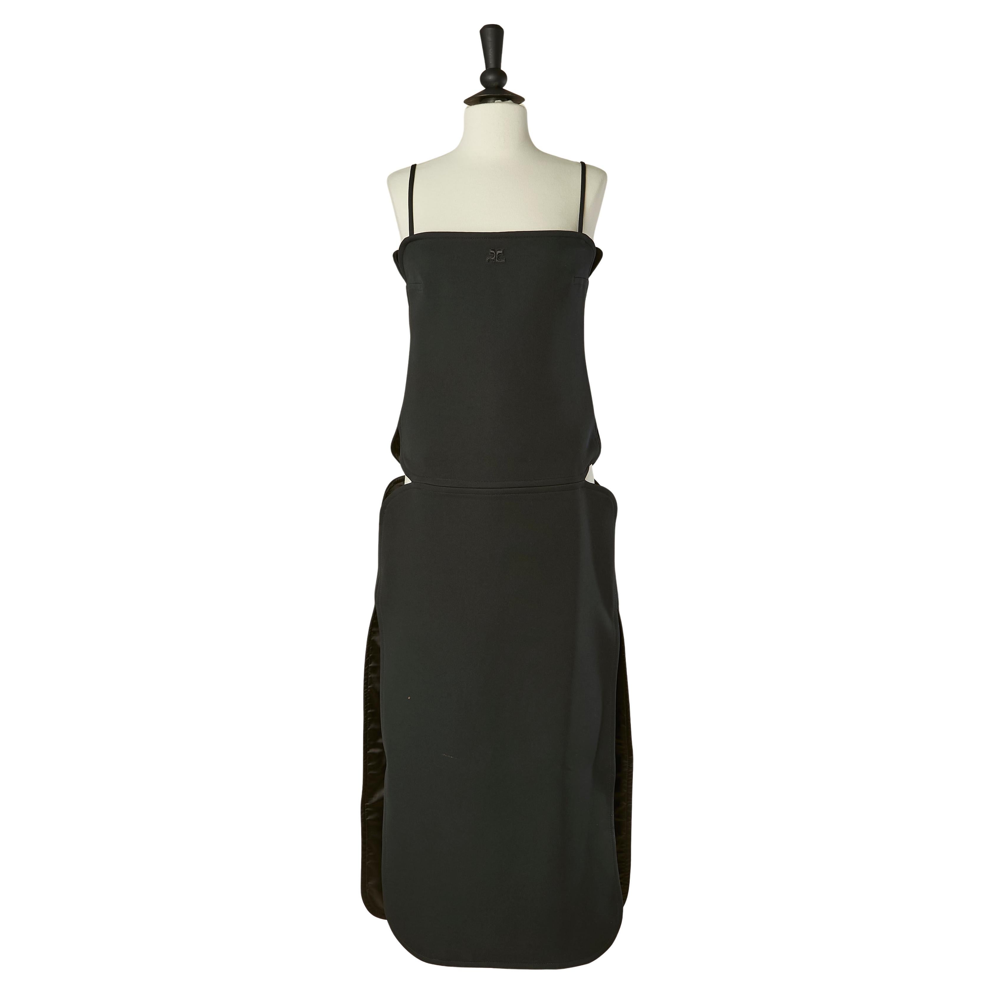 Schwarzes Unterkleid mit seitlichem Ausschnitt an der Hüfte COURREGES im Angebot