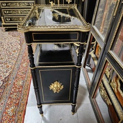 Black Small Boulle Marquetry Style French Cabinet  Napoleon III