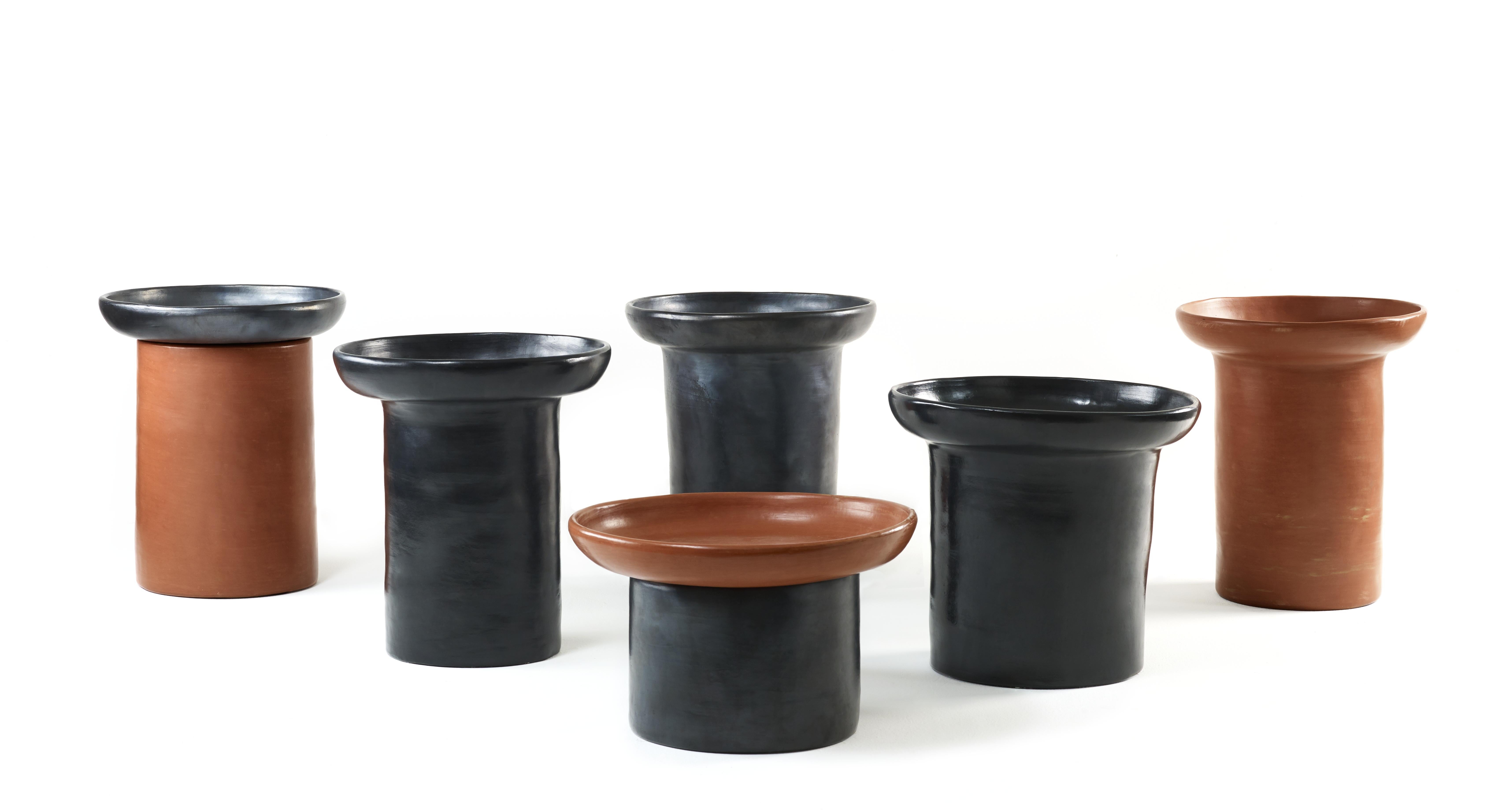 Ceramic Black Small Nuna Side Table by Sebastian Herkner