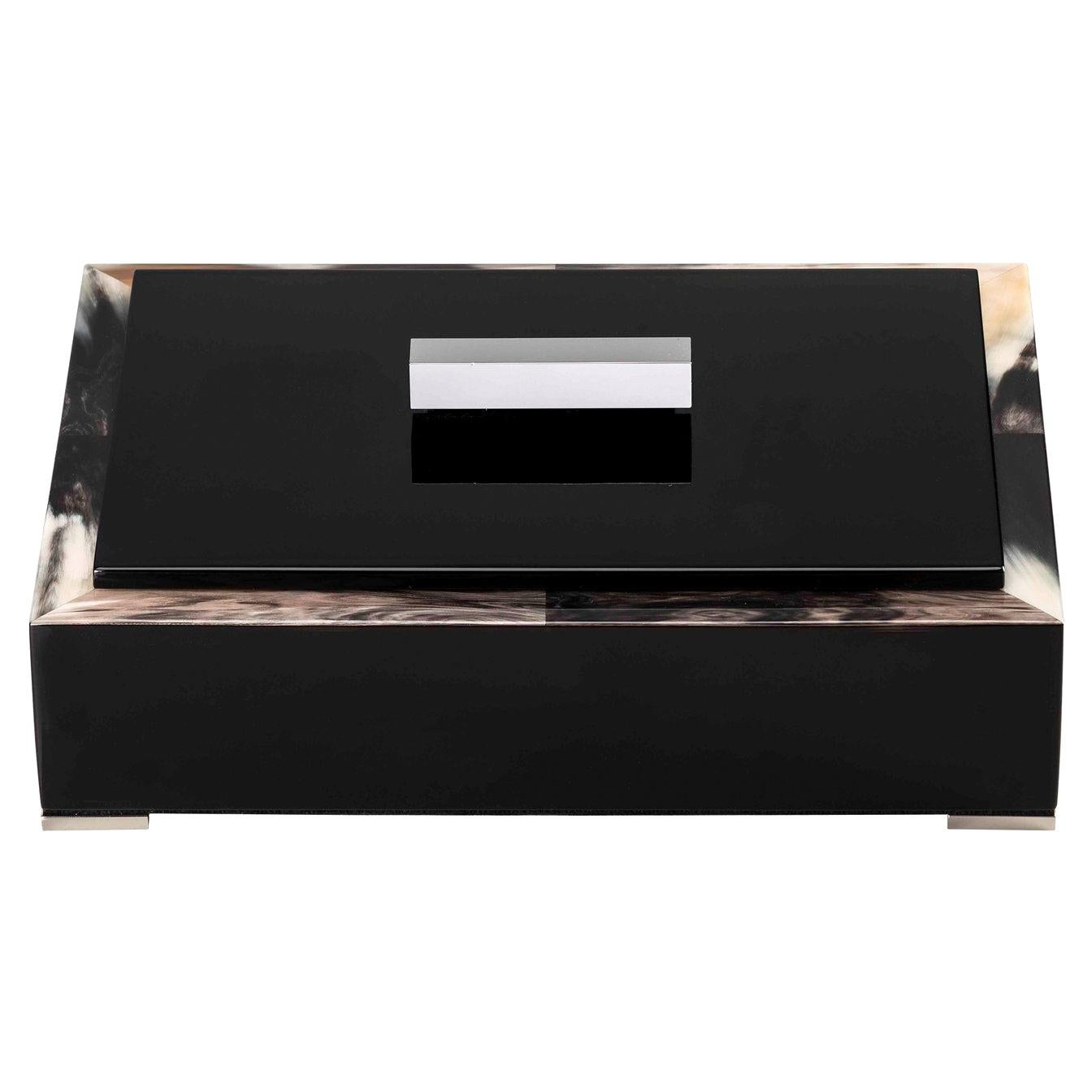 Decorative Storage Box with Black and White Inlay Design at 1stDibs