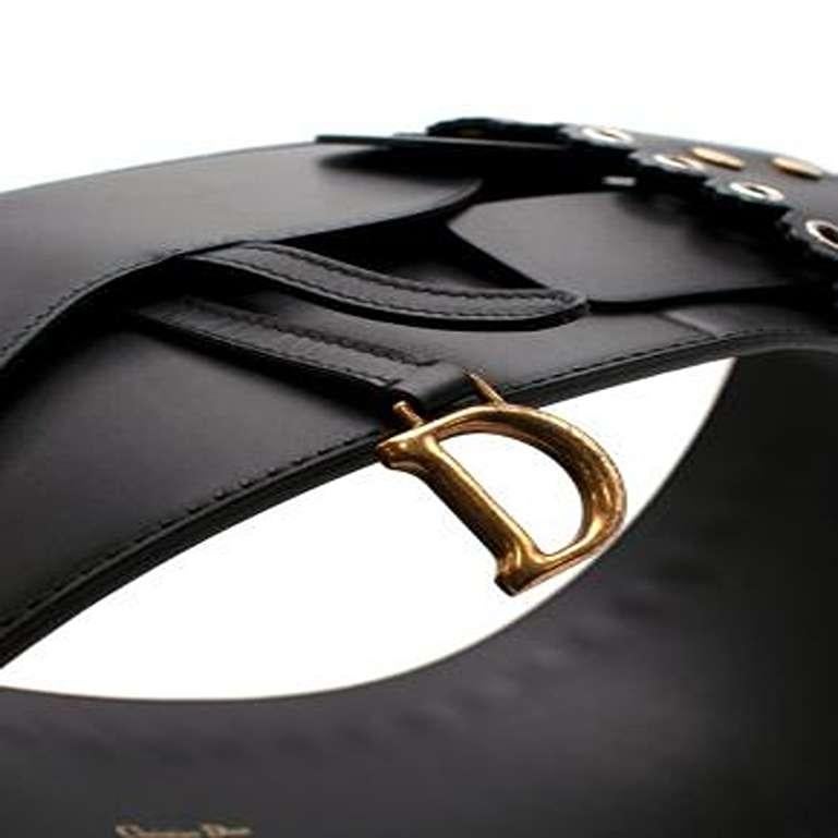 Women's or Men's Black Smooth Leather Deep Saddle Belt - Size 75 For Sale