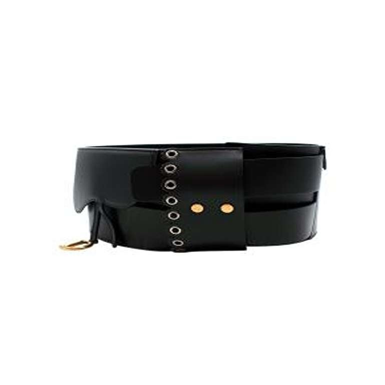 Black Smooth Leather Deep Saddle Belt - Size 75 For Sale