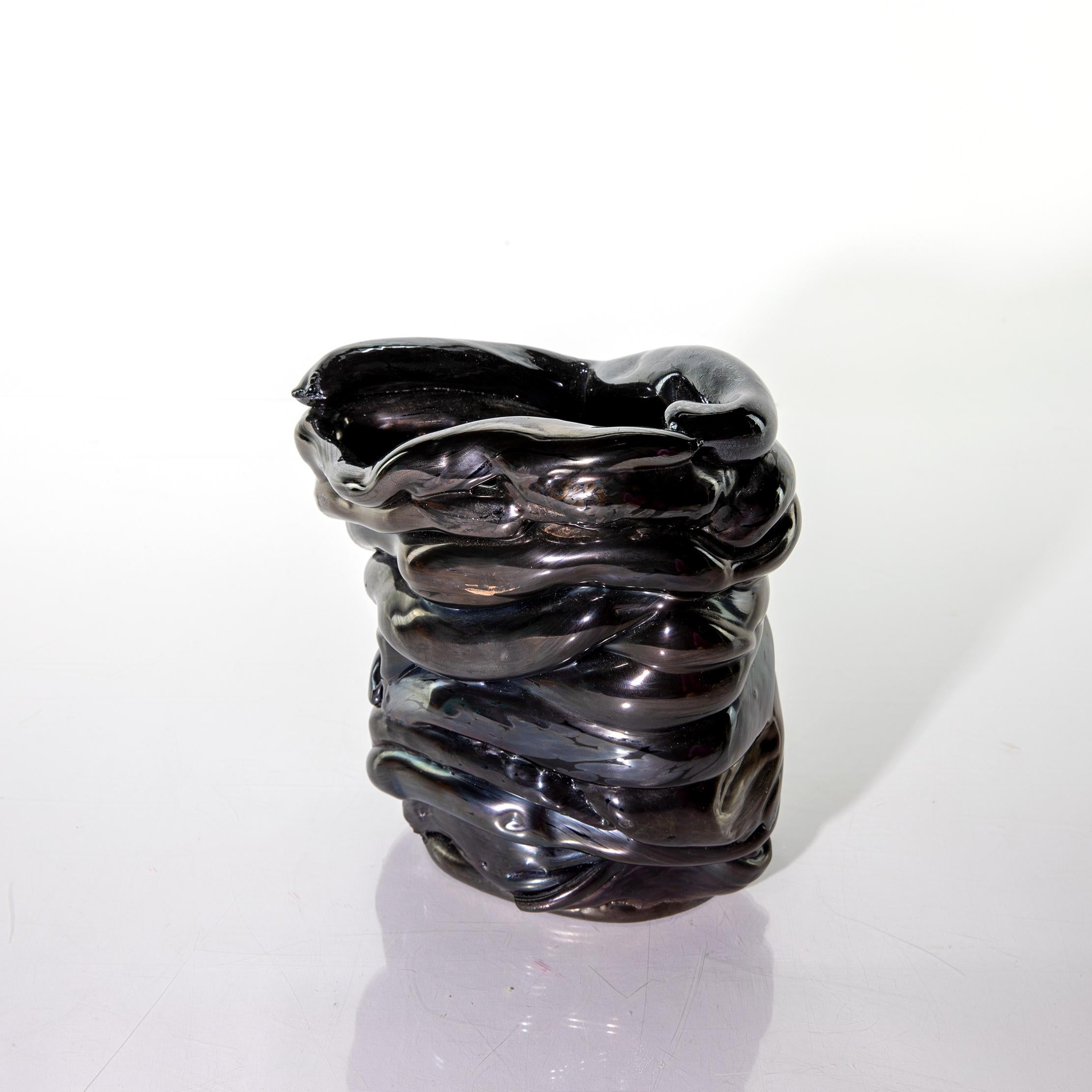 American Black Snake Glass Sculpted Vase For Sale