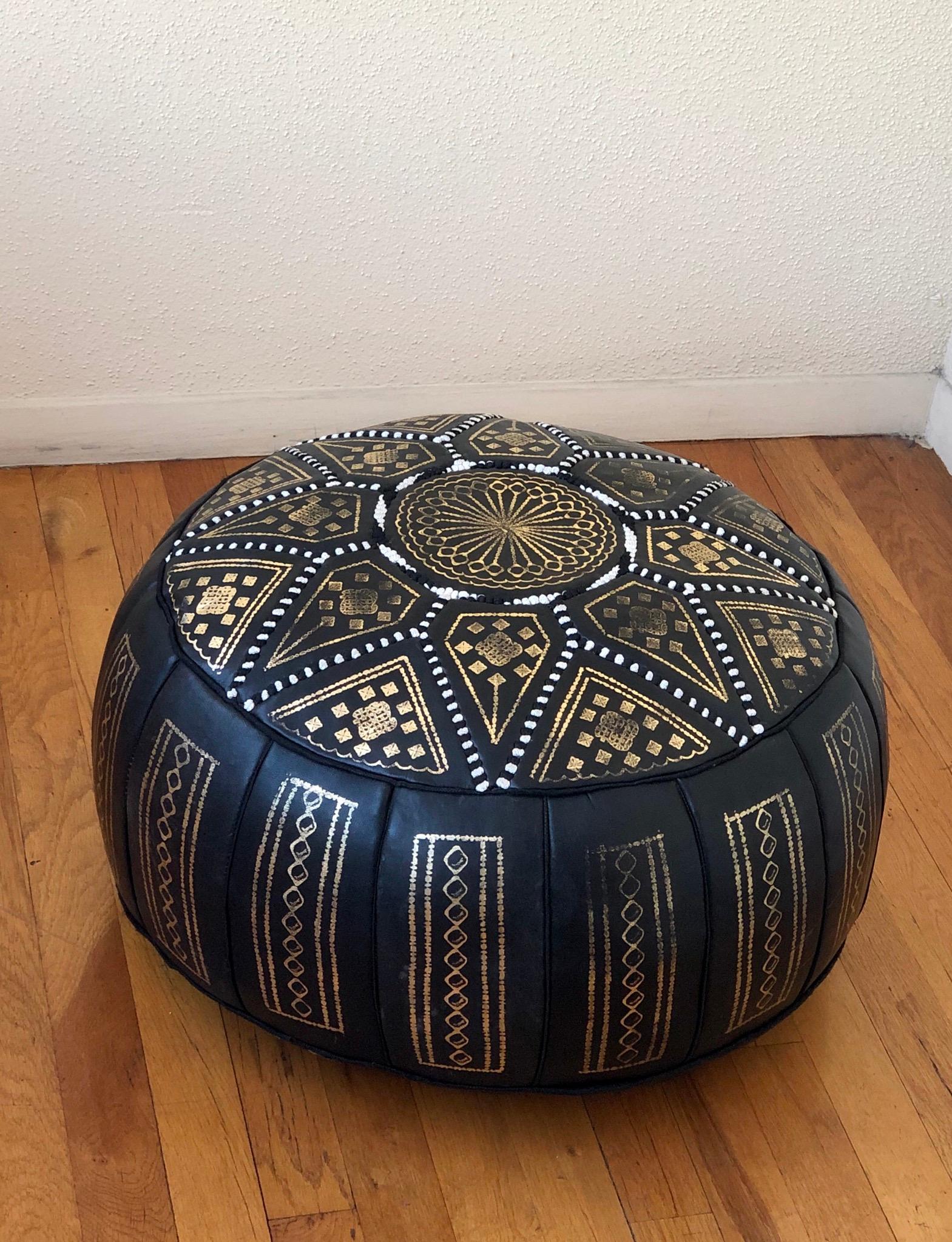 gold ottoman pouf