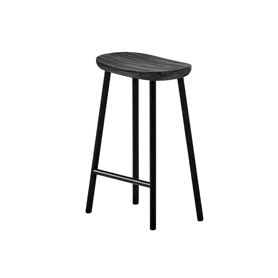 Black Solid Acacia Counter Stool with Black Iron Legs at 1stDibs