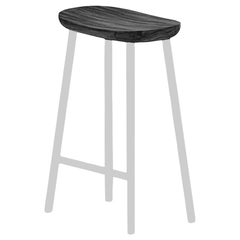 Black Solid Acacia Counter Stool with Stainless Steel Legs
