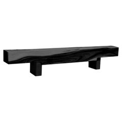 Black Solid Acacia Wood Bench with Black Iron Legs