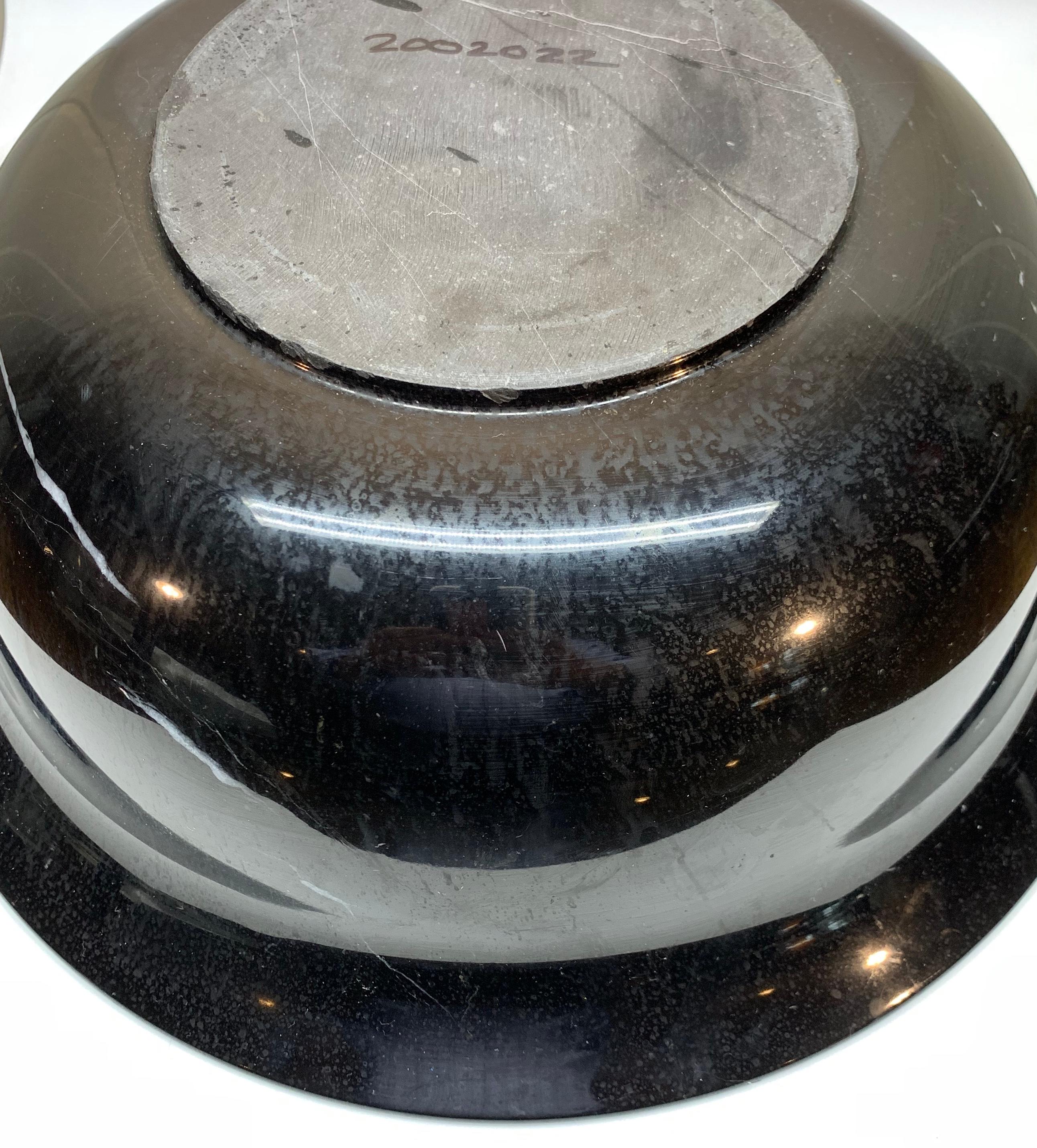 Black Solid Marble Bowl Centerpiece In Good Condition In Haddonfield, NJ
