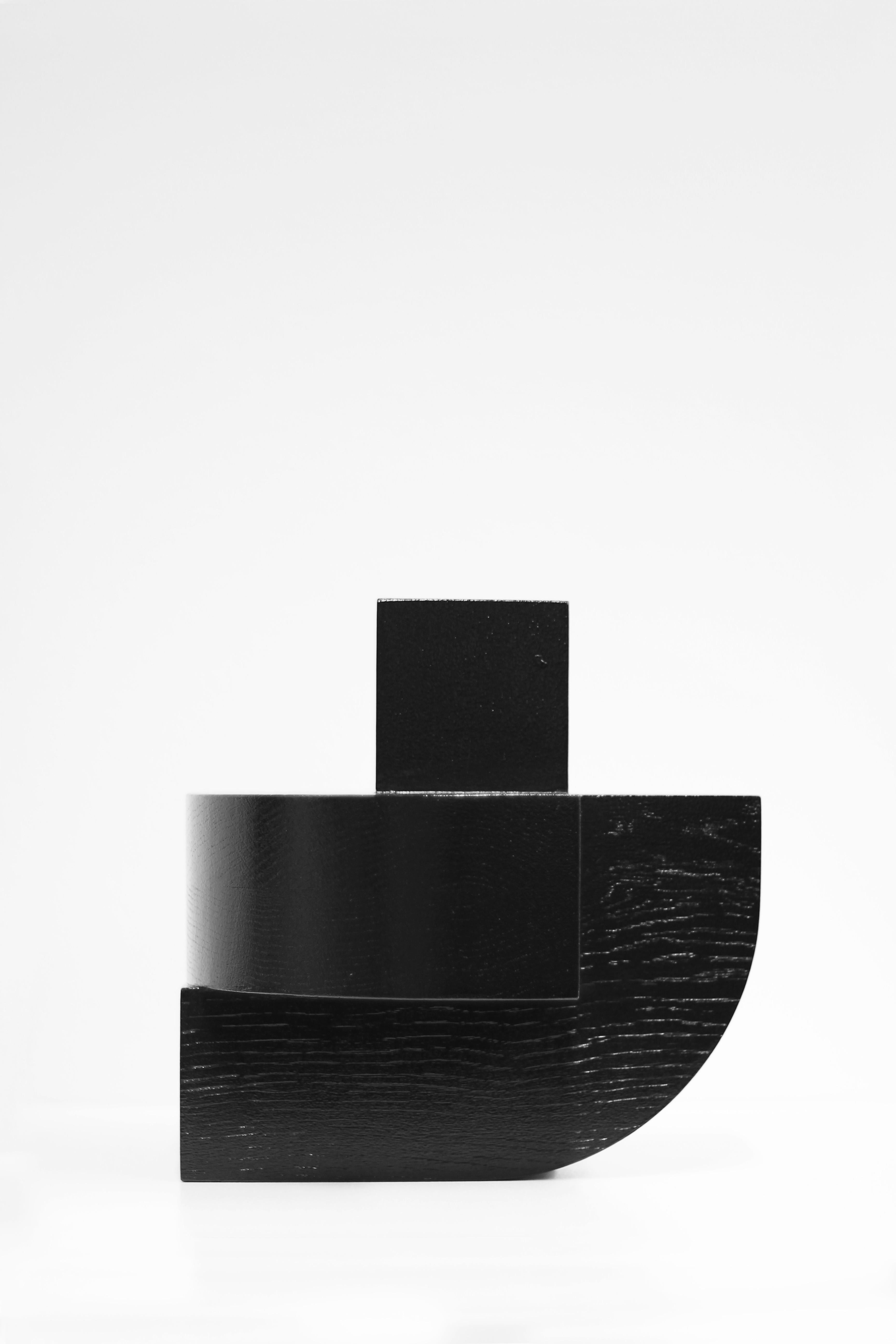 Other Black solid oak sculpture, X4 J, by Dutch Studio Verbaan For Sale