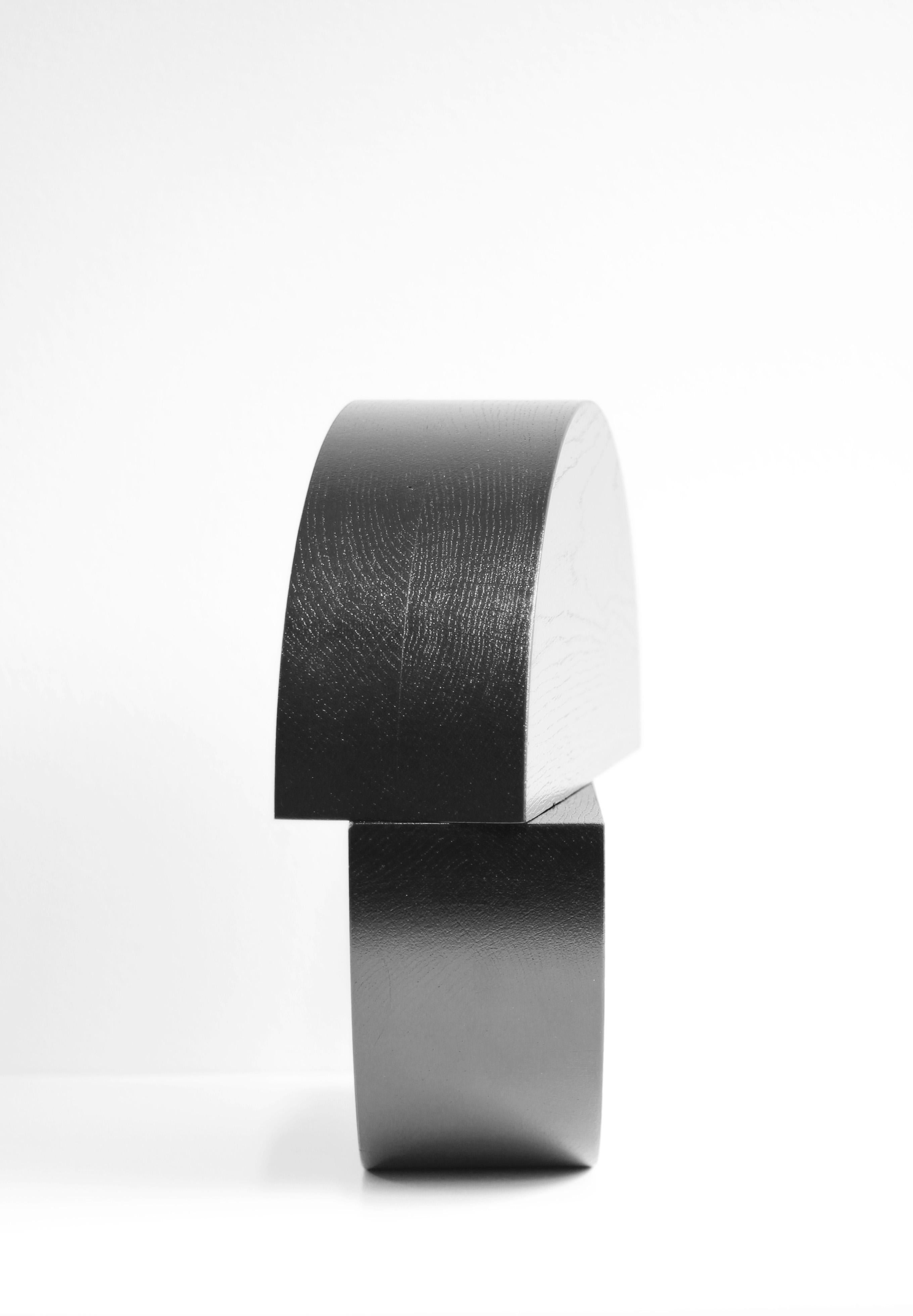 Contemporary Black solid oak table top sculpture, X4 O, by Dutch Studio Verbaan For Sale