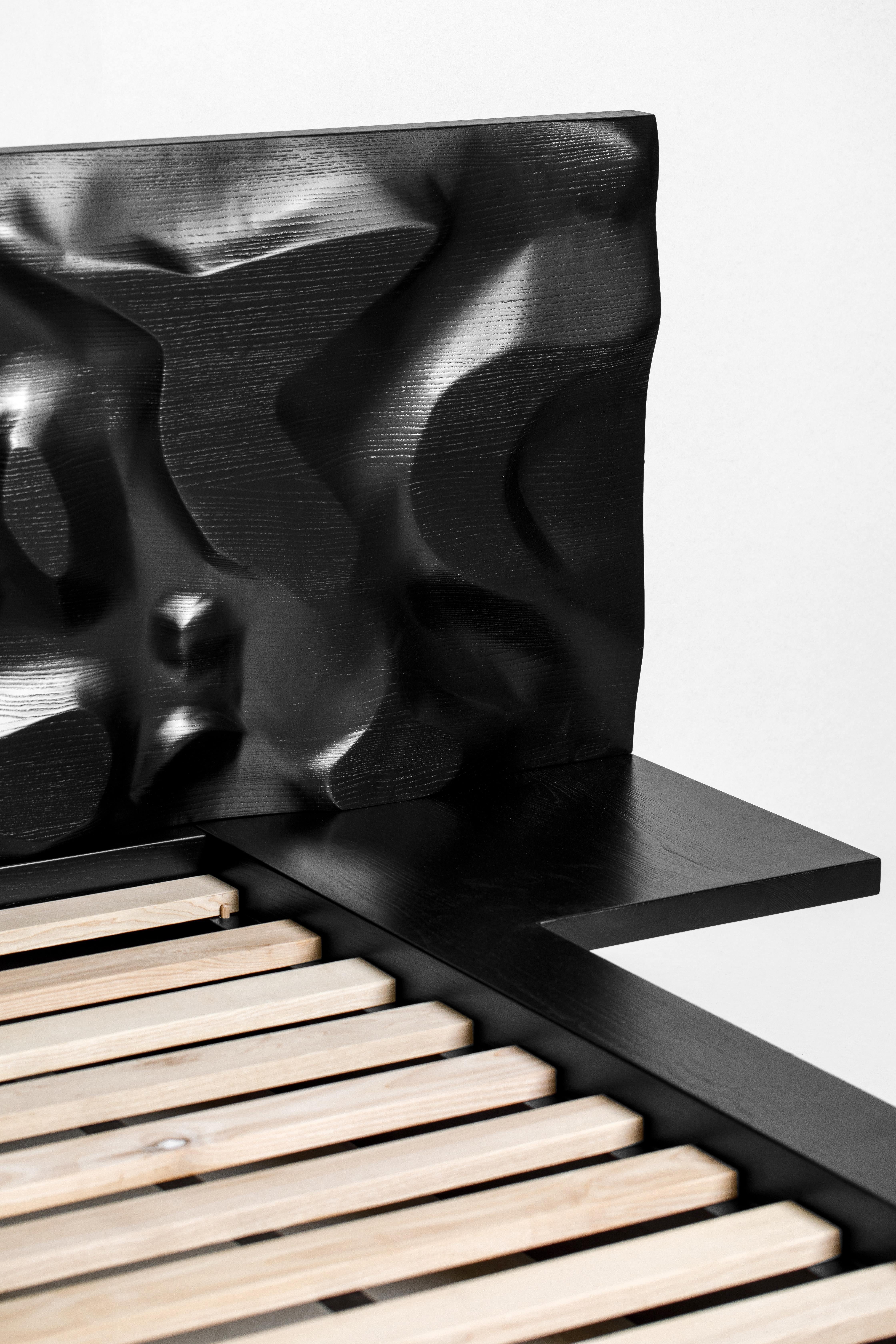 Mid-Century Modern Black Solid Wood Grafton Bedframe For Sale