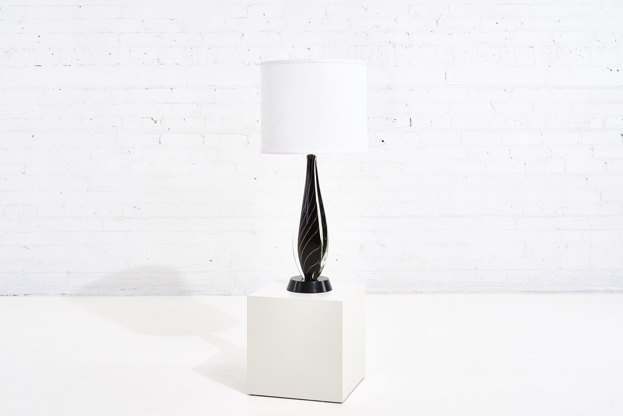 Black Sommerso Murano lamp by Flavio Poli for Seguso, 1950.