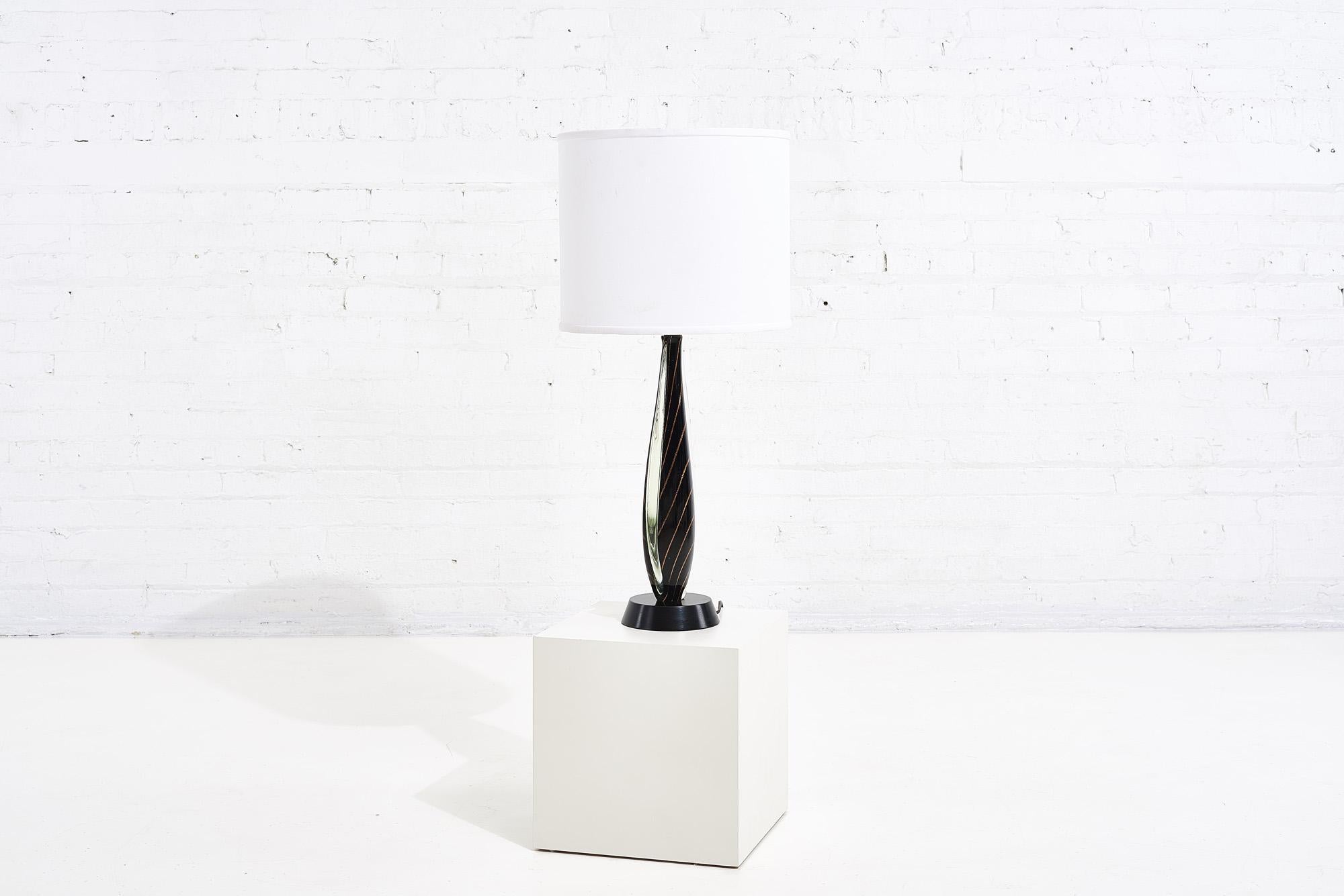Italian Black Sommerso Murano Lamp by Flavio Poli for Seguso, 1950