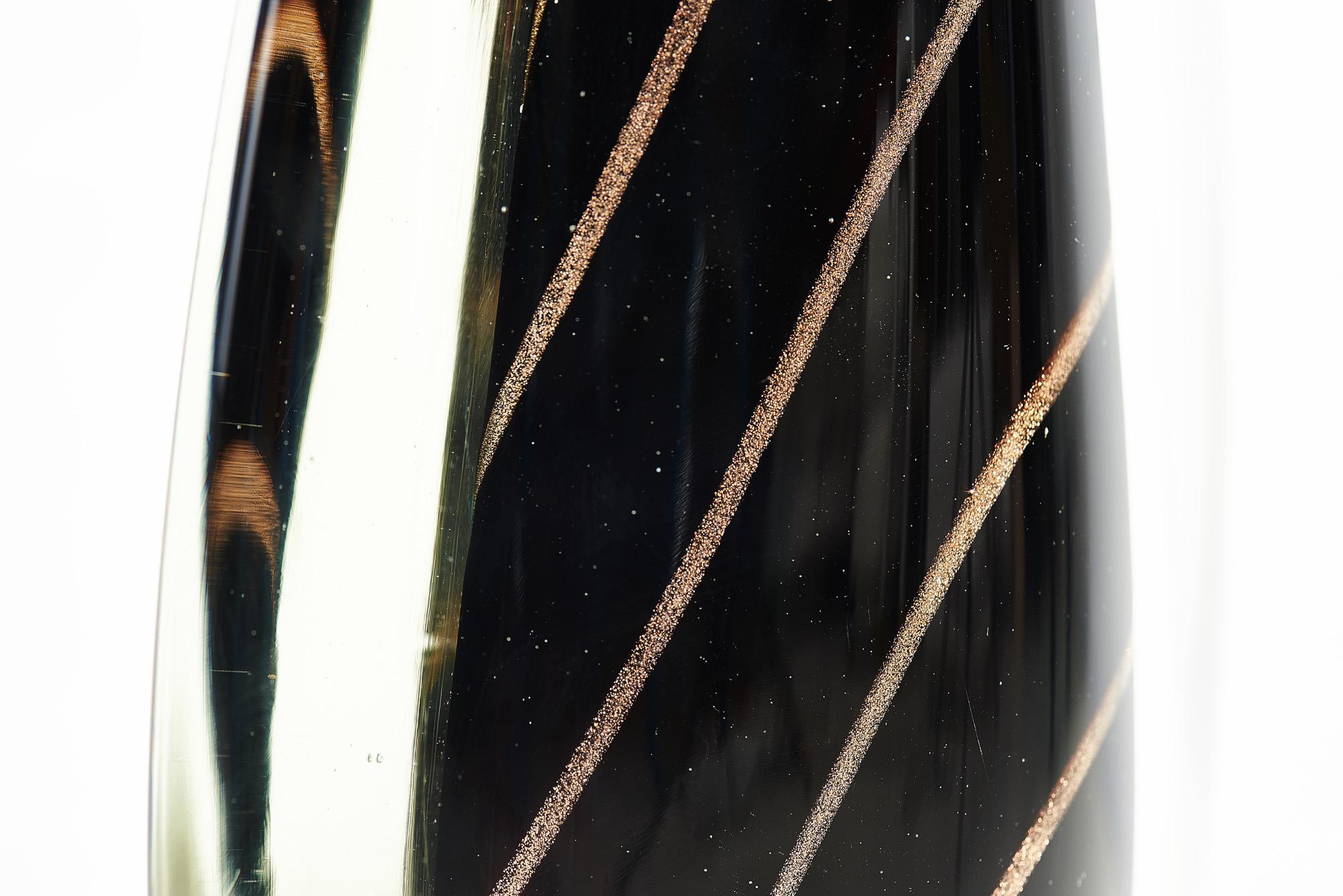 Black Sommerso Murano Lamp by Flavio Poli for Seguso, 1950 In Good Condition In Chicago, IL