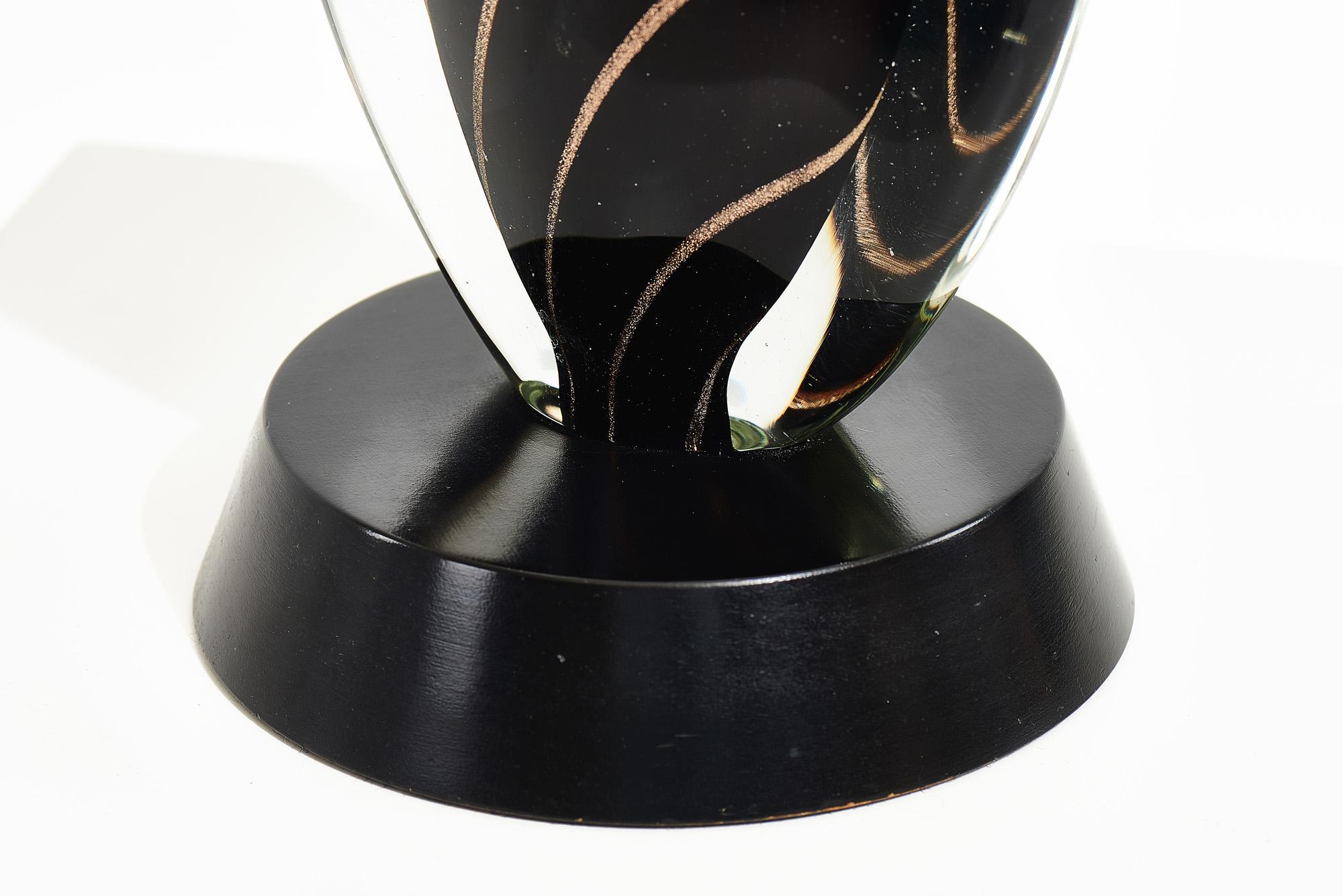 Schwarze schwarze Sommerso-Muranolampe von Flavio Poli für Seguso, 1950 (20. Jahrhundert) im Angebot