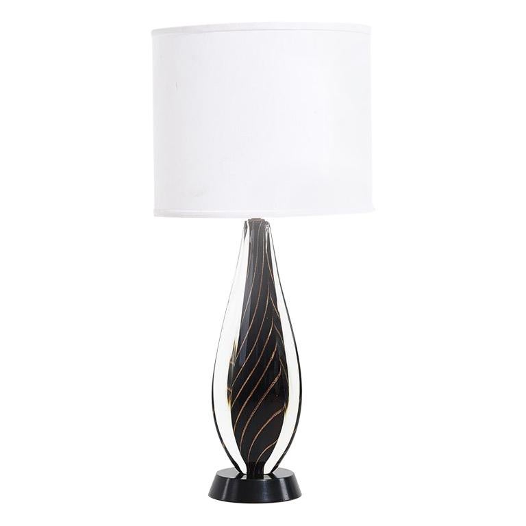 Black Sommerso Murano Lamp by Flavio Poli for Seguso, 1950 For Sale