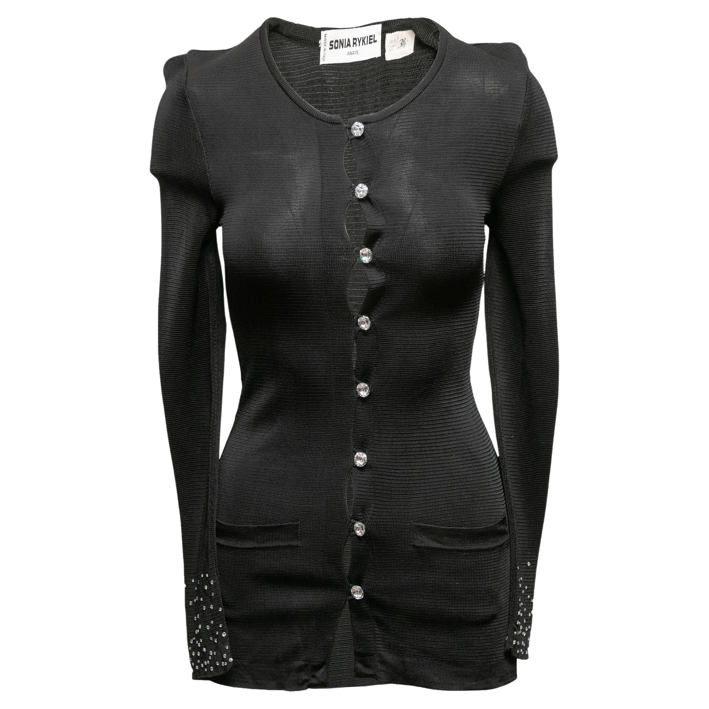 Vestito cardigan nero impreziosito Sonia Rykiel taglia FR 36 in vendita
