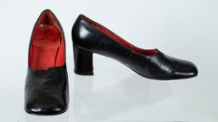 Black Souliers Christian Dior Block Heel Pumps with High Vamp – US 10, 1960s