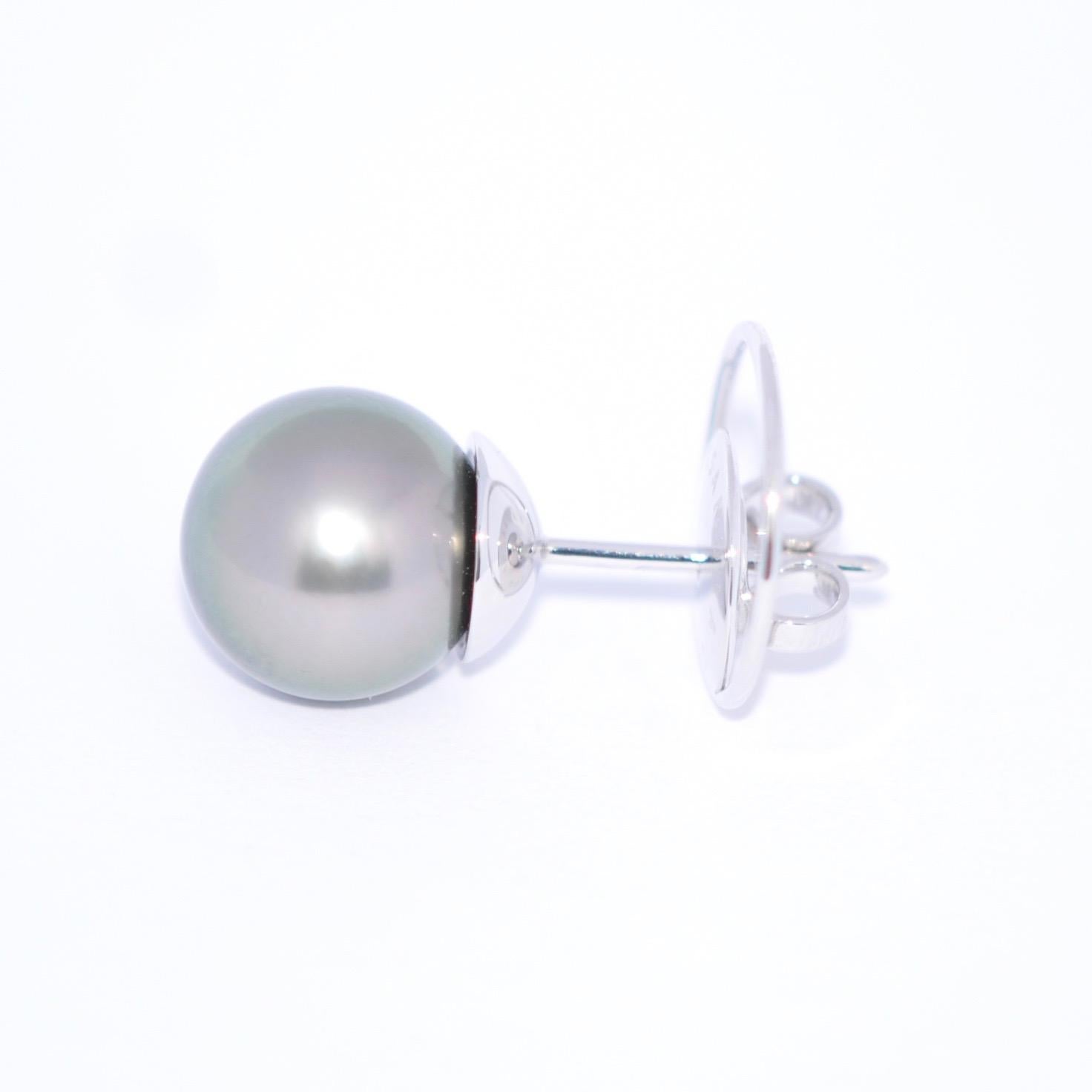 Black South Sea Pearl 18 Karat White Gold Earrings For Sale 1