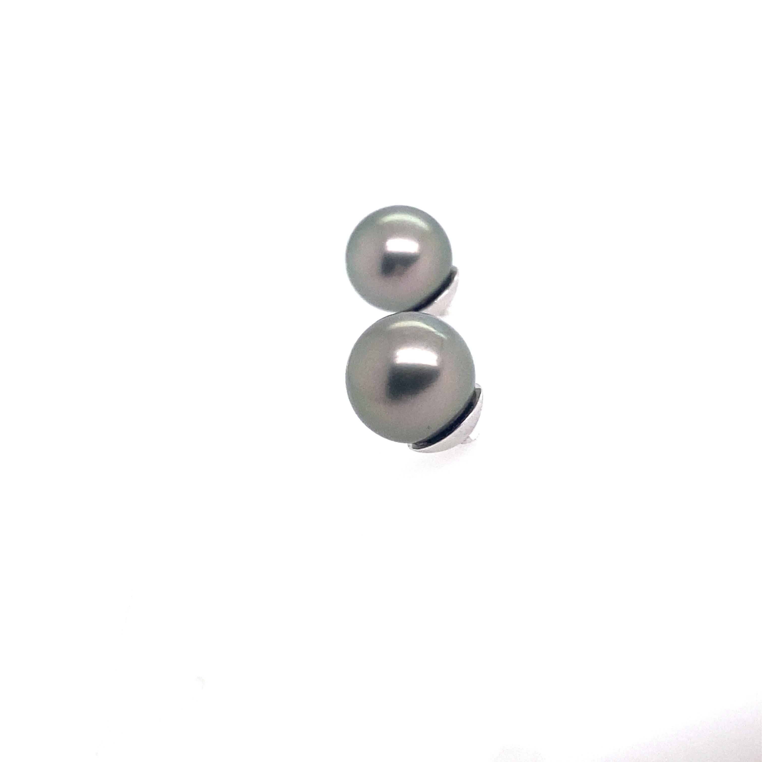 Women's Black South Sea Pearl 18 Karat White Gold Earrings For Sale