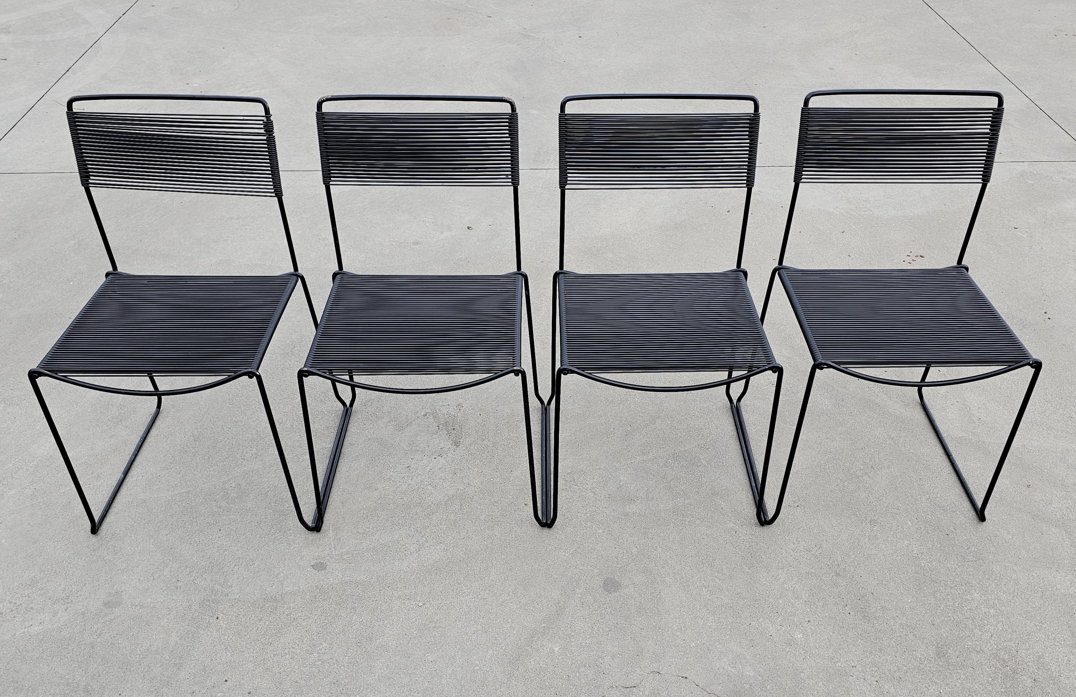 Post-Modern Black Spaghetti Dining Chairs designed by Giandomenico Belotti for Alias, 1979