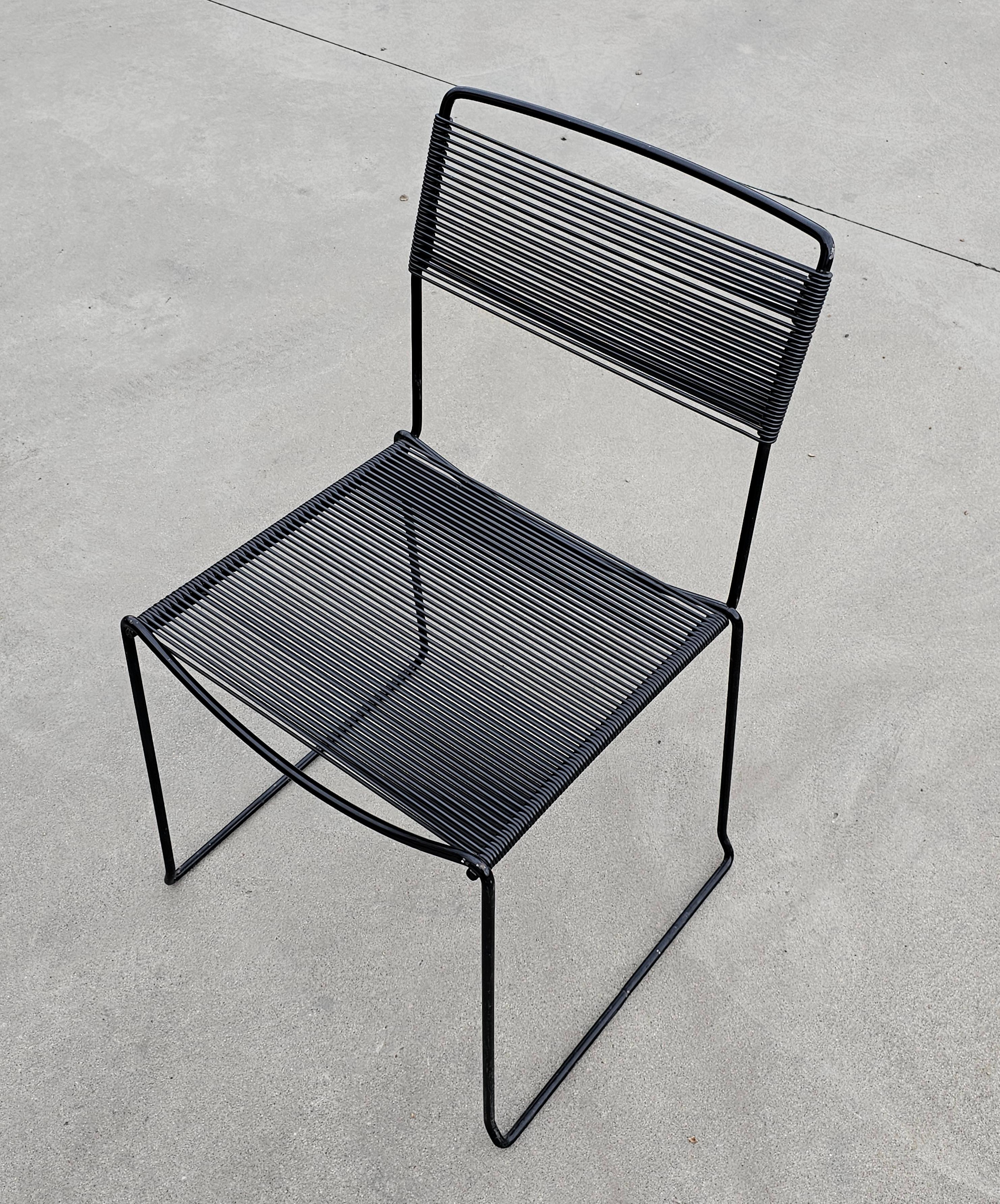 Steel Black Spaghetti Dining Chairs designed by Giandomenico Belotti for Alias, 1979 For Sale