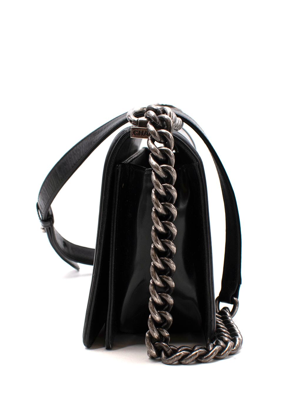 Women's Black Spazzolato Leather Boy Bag For Sale