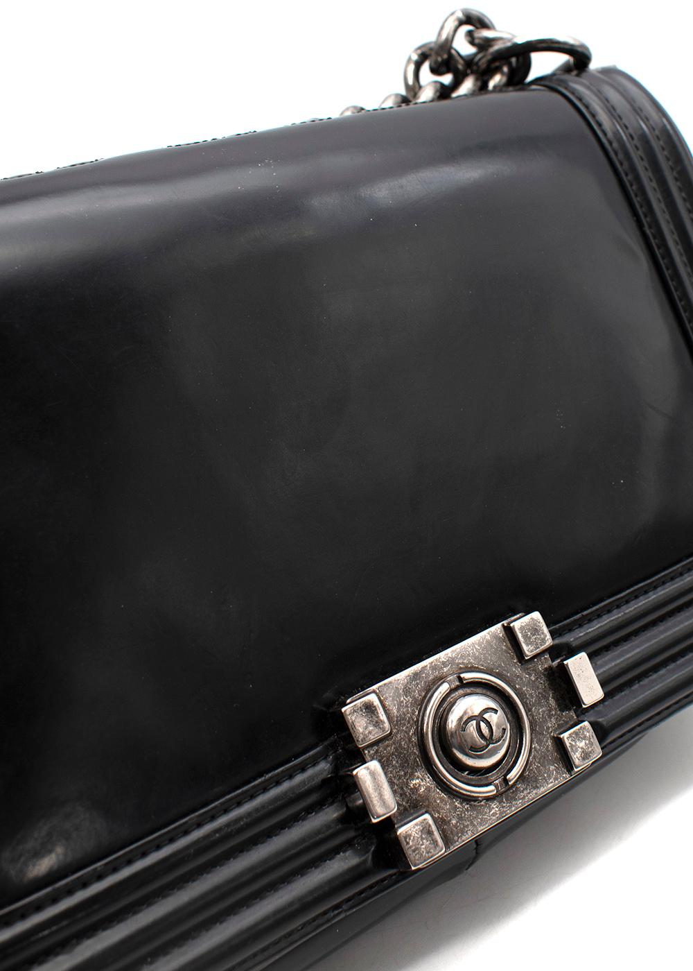 Black Spazzolato Leather Boy Bag For Sale 3
