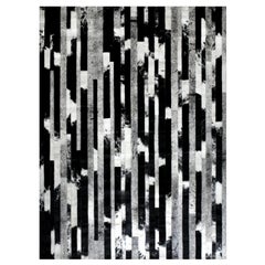 Alfombra de cuero de vaca negra, moteada y gris personalizable Cojonudo grande