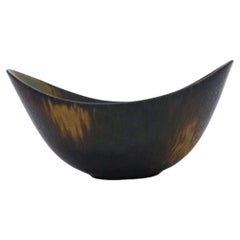 Black Speckled Bowl, Gunnar Nylund, Rörstrand, 1950s, Mid Century Retro
