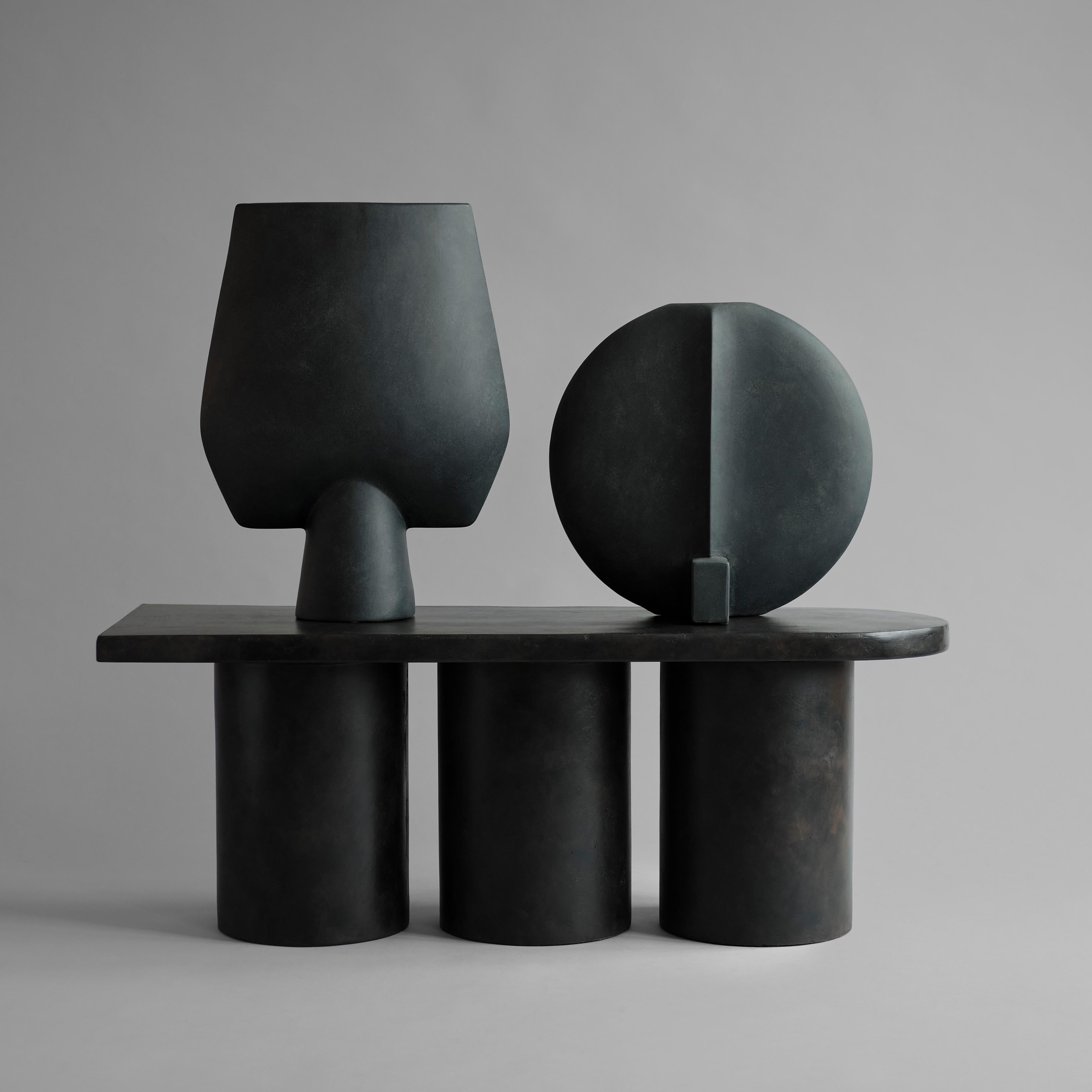 Ceramic Black Sphere Vase Square Hexa by 101 Copenhagen For Sale