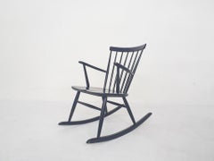 Black spindle back rocking chair, Denmark 1960s