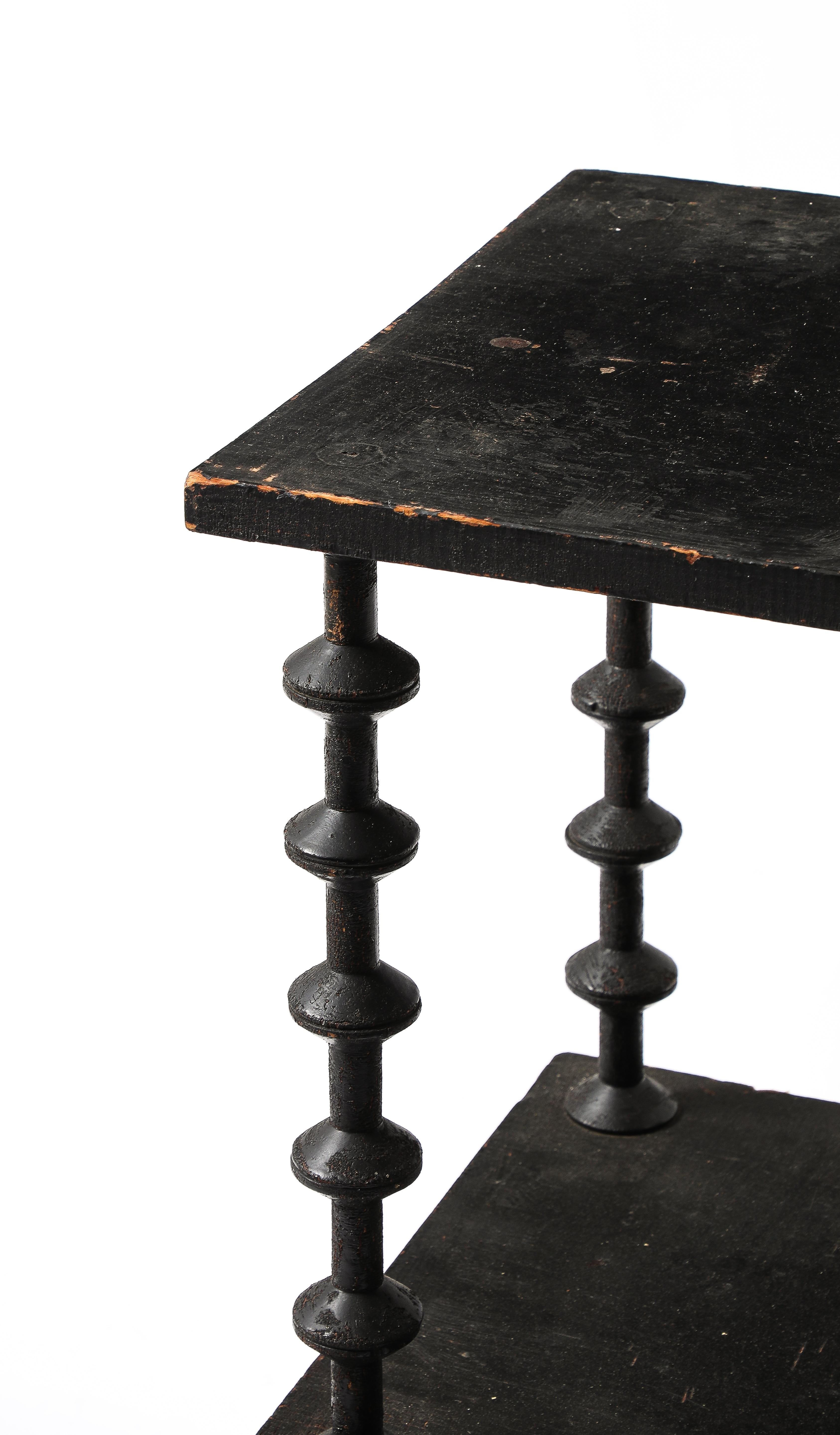 Turned Black Spindle End Table, USA 1920's