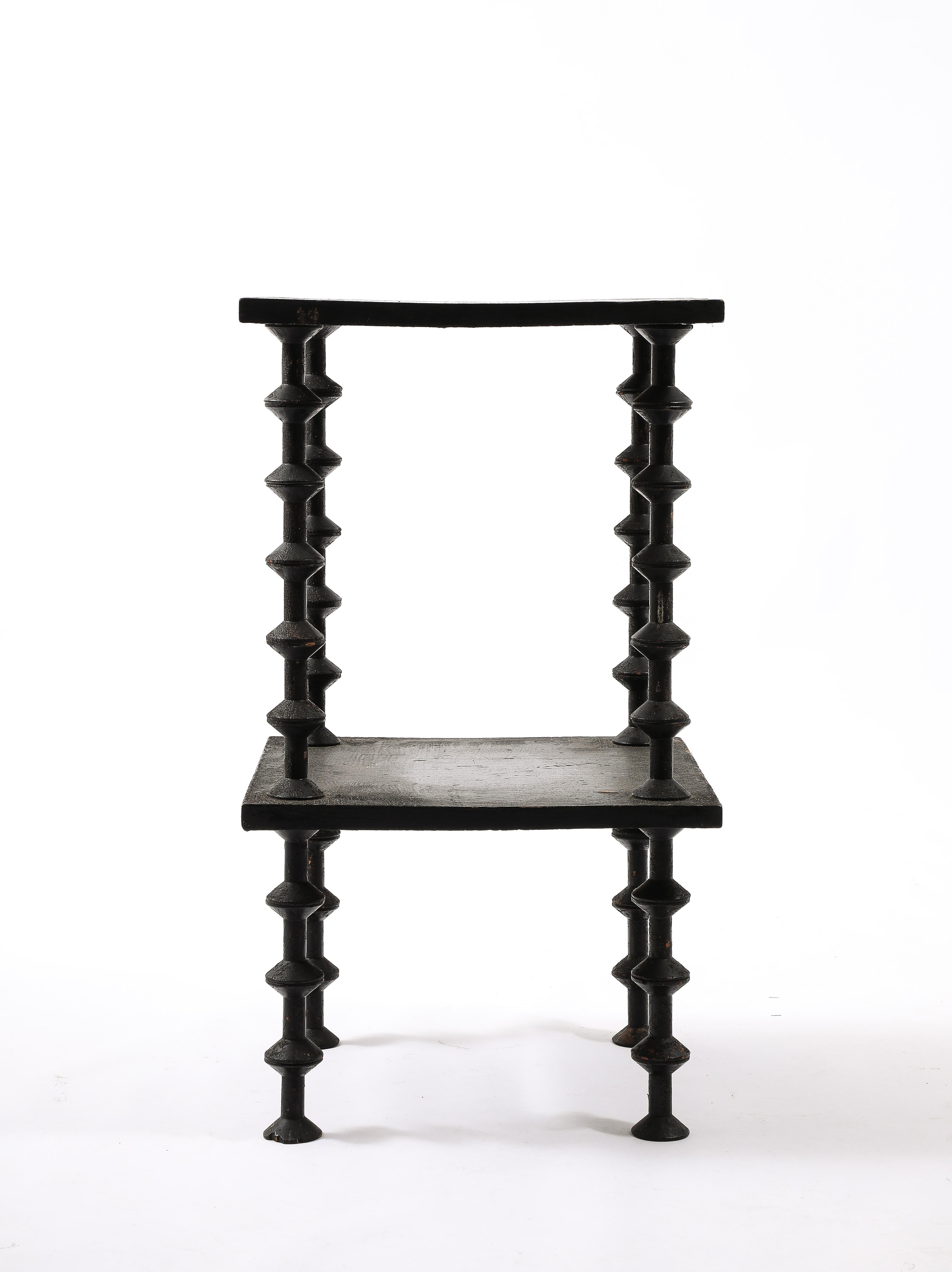 Black Spindle End Table, USA 1920's 1